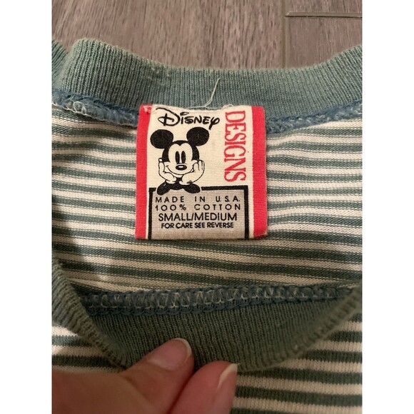 VTG 90s Disney Animal Kingdom Tree Of Life Shirt S/M Green Stripes Made In USA - Picture 3 of 7